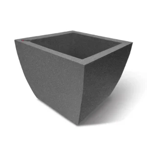 Millstone tapered square planter, product photo on white background