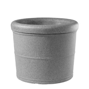 Medium gray granite-finish outdoor planter, product photo