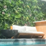 poolside faux green wall installation