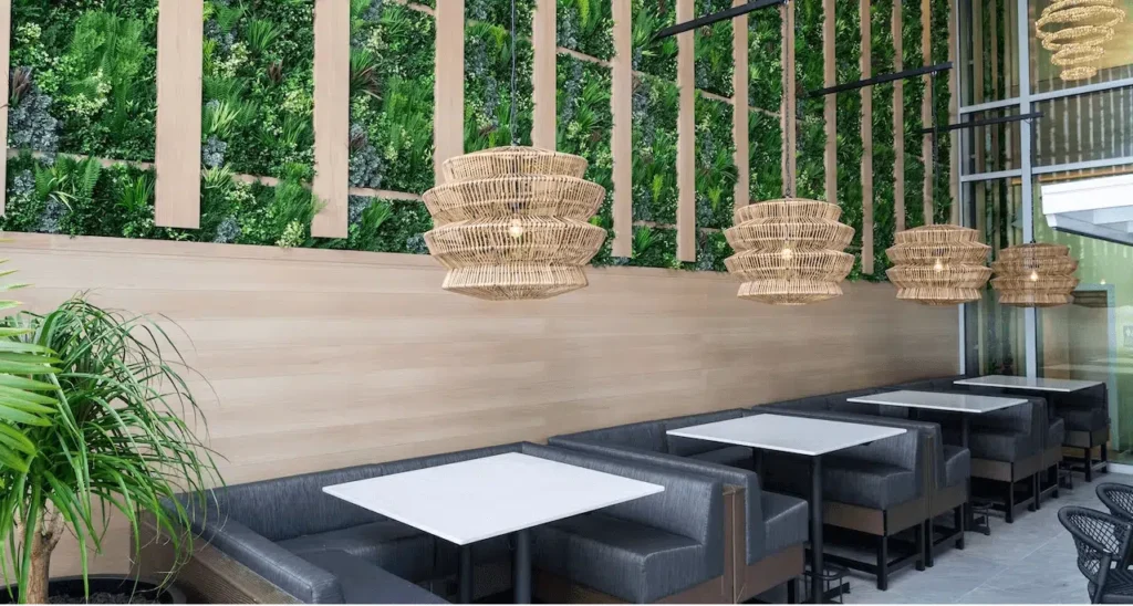 restaurant green wall installation